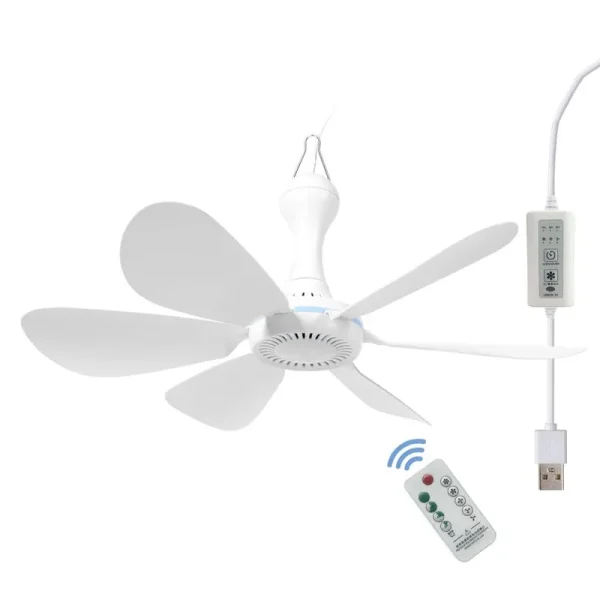 Mengnessly USB Mini Small Ceiling Fan Quiet Camping RV Fans Timing,Speed,Remote Emergency Portable Outdoor Hanging Gazebo Canopy Dorm Fans Silent for