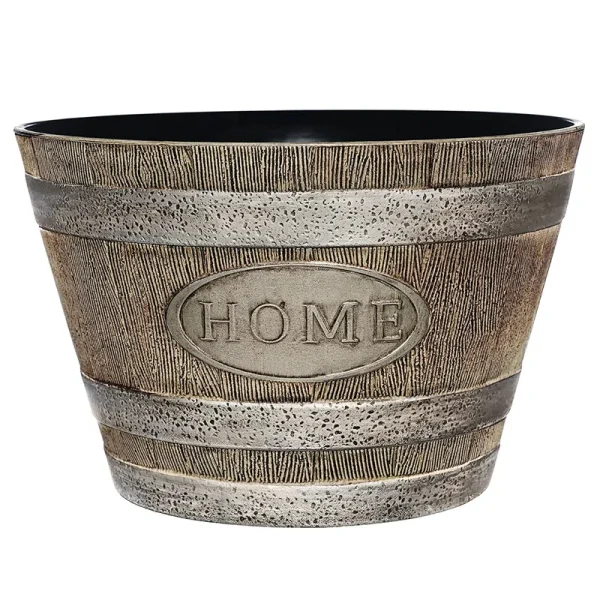 Classic Home and Garden 70 Whiskey Barrel 15"-Home Distressed Oak
