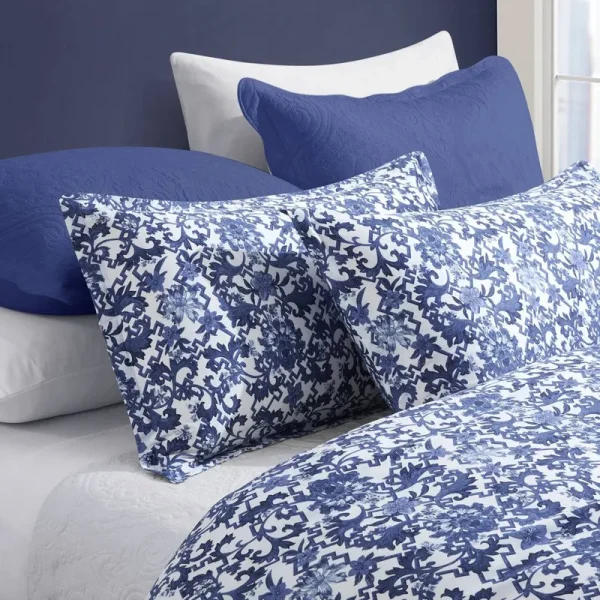 Middendorf Vintage Portuguese Pottery Tiles Duvet Cover Set Bungalow Rose Size: Twin Duvet Cover + 1 Sham