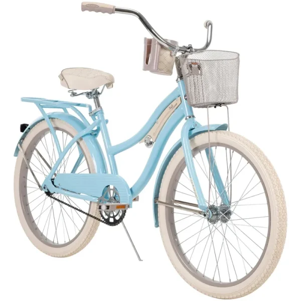 Huffy 24 in. Girls nel Lusso Women's Classic Beach Cruiser Bike. Light Blue - MadeInUSA