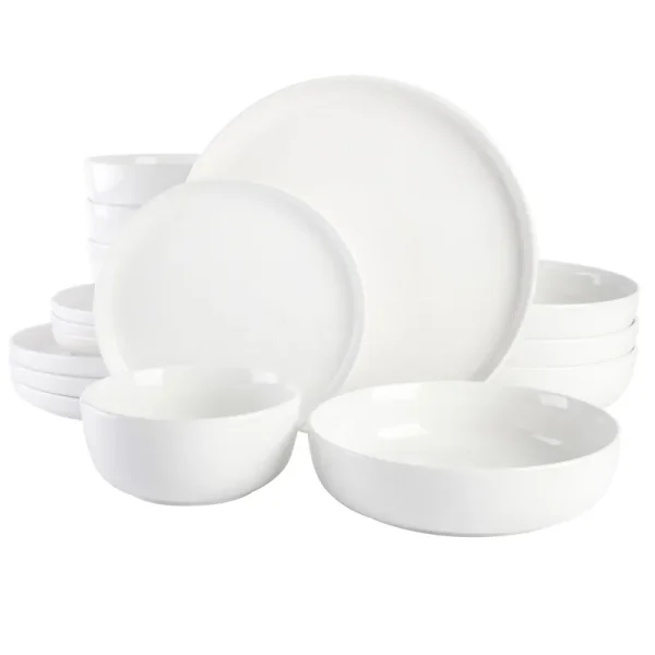 Gibson Home Oslo Porcelain Dinnerware Set Service for 4 (16pcs) White