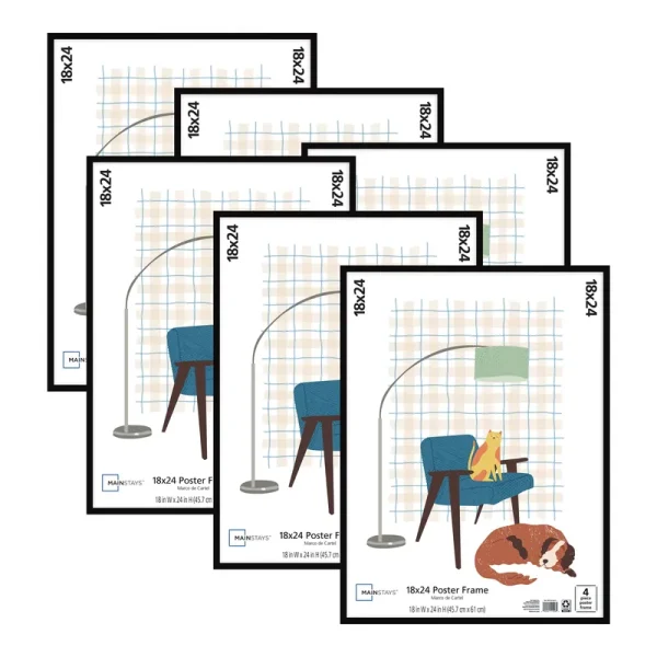 Mainstays Basic Poster & Picture Frame, Black - 6 pieces
