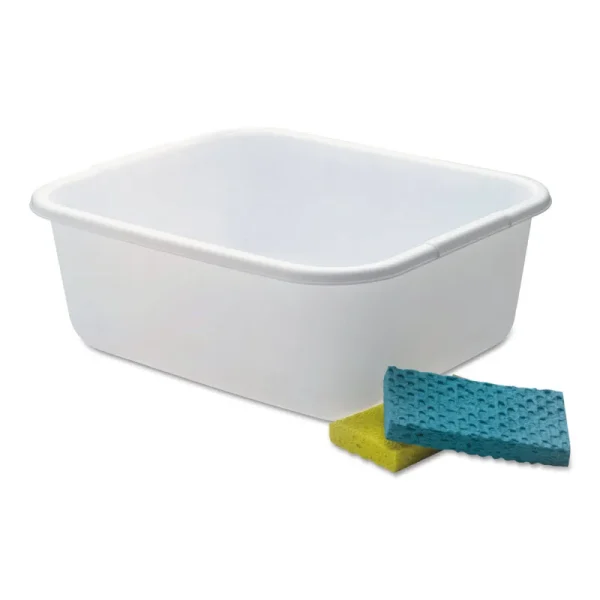 Rubbermaid Microban Dishpan, 4.5gal, White, 6/Carton