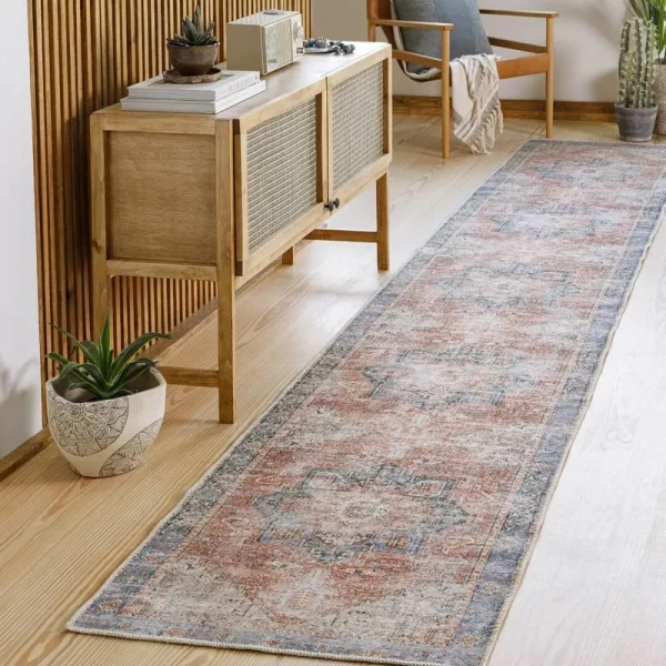 Mya Oriental Terracotta/Camel/Pale Blue Area Rug World Menagerie Rug Size: Runner 2'7" x 7'10"