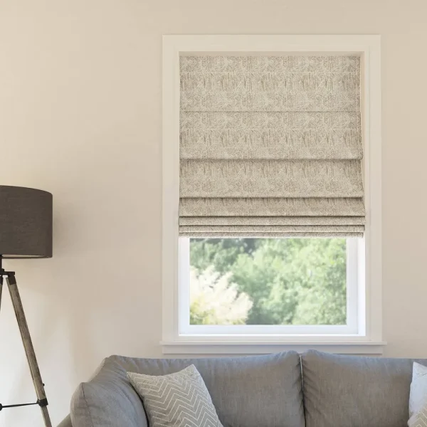 Sun Zero Talmage Tonal Geometric 100% Blackout Cordless Roman Shade, 64" x 27", Champagne