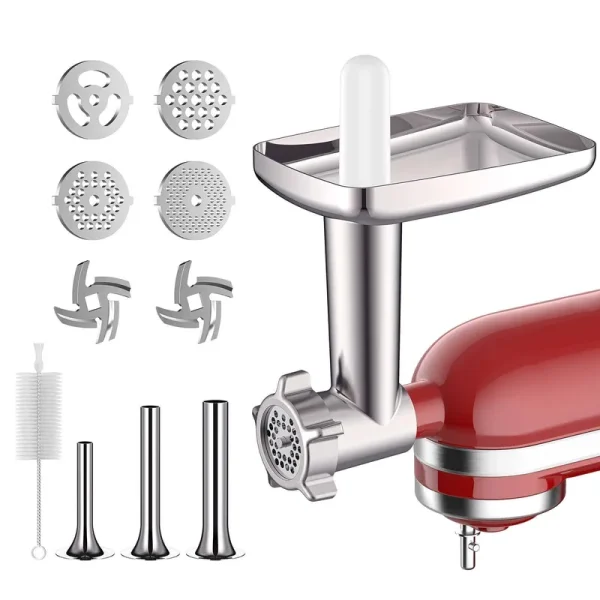 Meat Grinder KitchenAid Metal Meat Grinder Attachment for KitchenAid Stand Mixer Includes 4 Grinding Plates 3 Sausage Stuffer Tubes 2 Grinding Blades