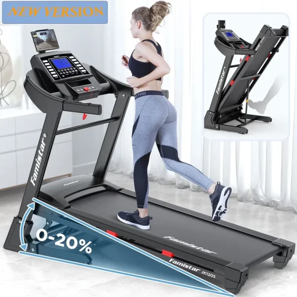 JK1205 Treadmills Clearance 300 lb with 20 Levels Auto Incline, 12MPH Fast Speed Controls, Portable Treadmill Running Walking Machine, 4.0HP, Knee Strap Gift