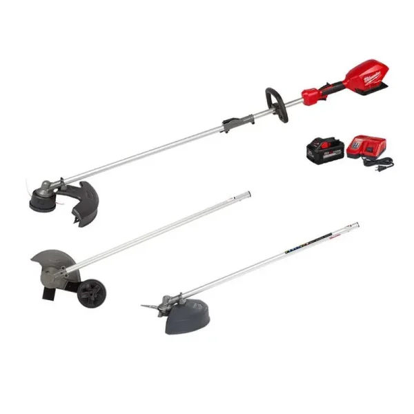 Milwaukee M18 Fuel 18V Lithium-Ion Brushless Cordless Quik-Lok String Trimmer 8Ah Kit w/M18 Fuel Brush Cutter & Edger Attachments