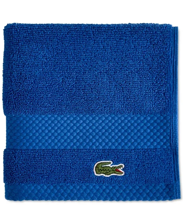Lacoste Heritage Supima Cotton Wash Cloth, Surf Blue, 13" x 13"