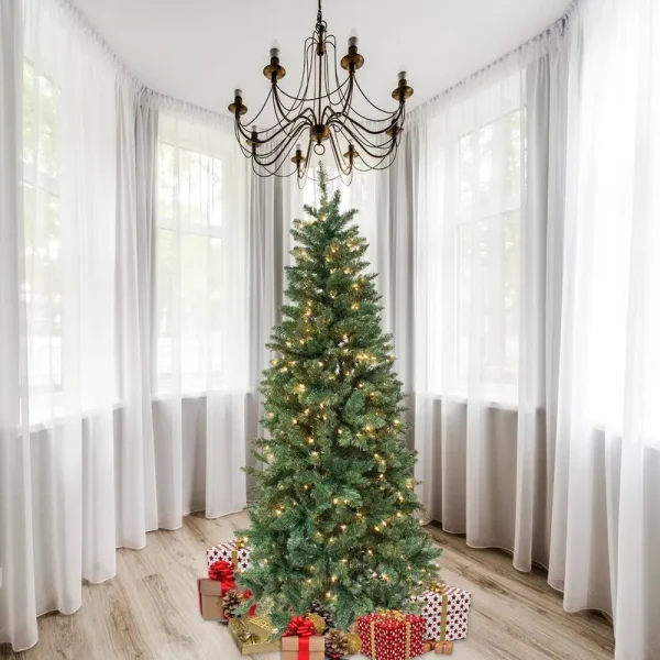7' Green Douglas Fir Artificial Christmas Tree with 300 Clear Lights