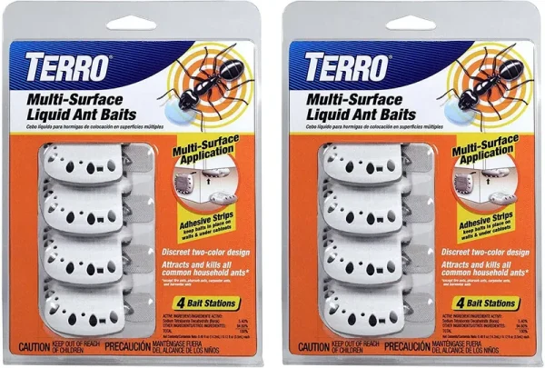 Terro T334sr 2 Pack 8 Discreet Multi-Surface Liquid Ant 8 Bait Stations, Clear