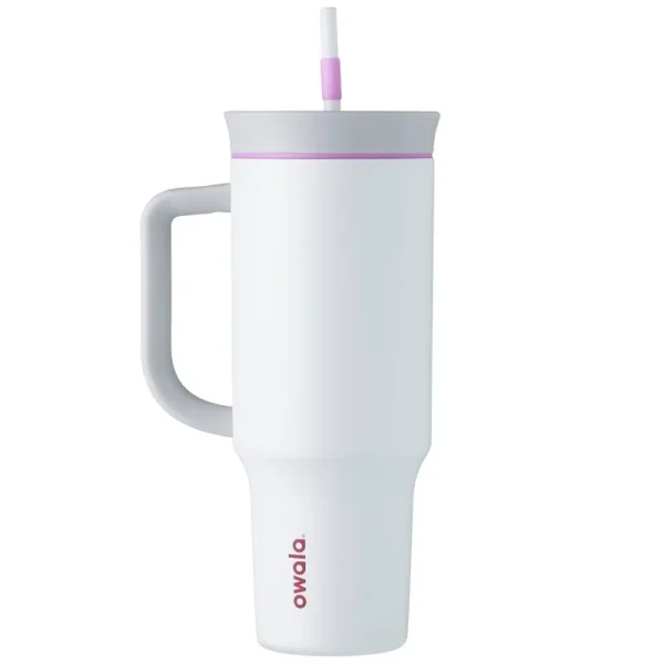 Owala 40oz Stainless Steel Tumbler with Handle (Polar Brrr White)