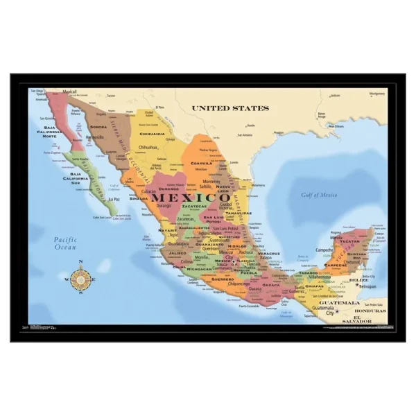 Trends International Map of Mexico Poster