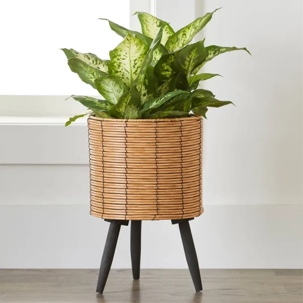 Better Homes & Gardens Resin Thurlow Planter with Black Wood Stand - 9.8 in