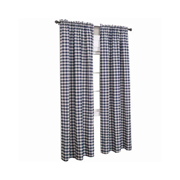 Achim Navy Buffalo Check Window Curtain Panel