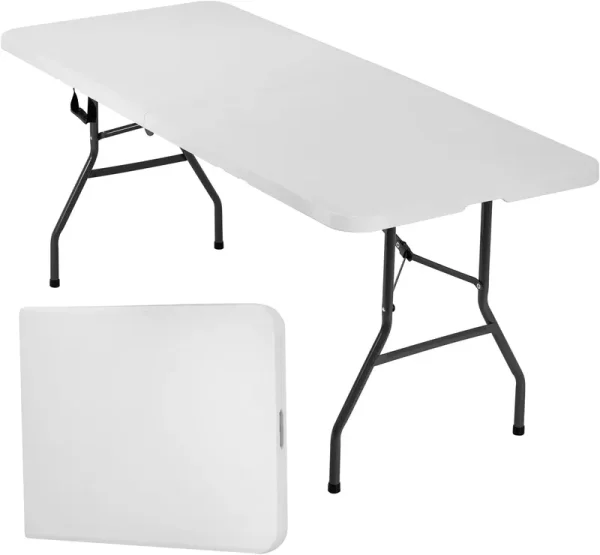 Folding Half Portable Foldable Table for Parties Backyard Events (White, 6 FT 70 * 29) (White, 6 FT)