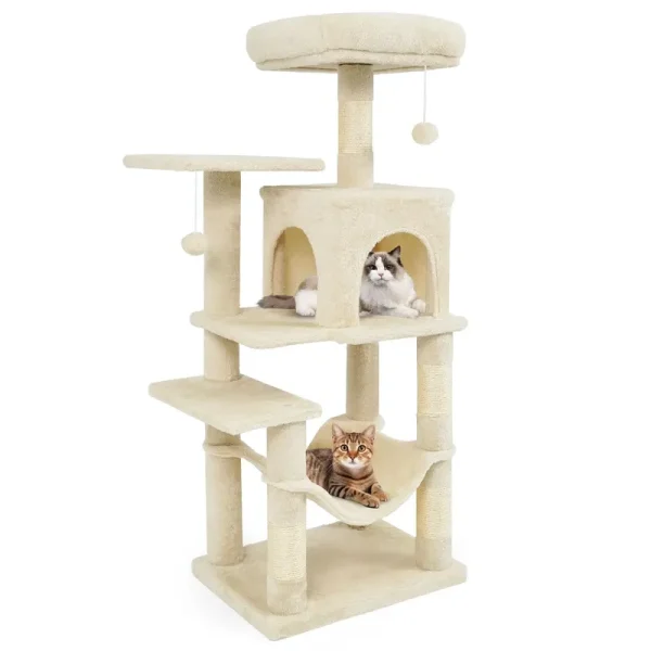 Tangkula 44 Inch Multi-Level Cat Tower with Sisal Scratching Posts