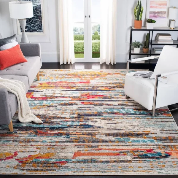 Gutierez Abstract Ivory/Orange Area Rug Bungalow Rose Rug Size Rectangle 6' x 9'