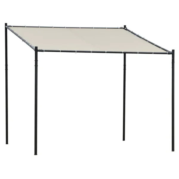 Outsunny 10' x 9' Outdoor Wall Patio Gazebo Canopy with PVC Coated Polyester Roof, Steel Frame, & Spacious Build, Beige