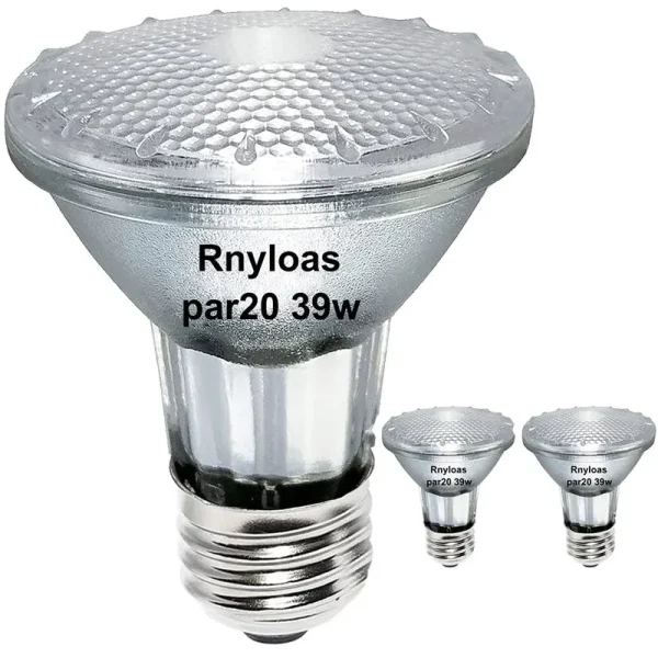 Rnyloas PAR20 Flood 39W 120V 480 Lumens, 2Pack High Output 39W PAR20 Halogen(50W Equivalent) with E26 Medium Base, 3000K Warm White, PAR20 Bulb Dimmable,