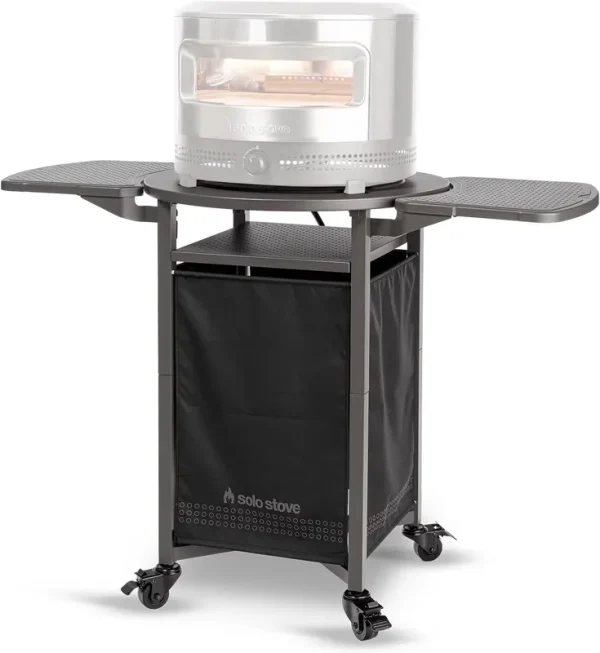 Solo Stove Pizza Oven Cart for Outdoor Pi Pizza Ovens | Portable Pizza Oven Table, Compatible with the Entire Pi Family, Locking Wheels, Foldable Shelves, Steel, Height: 35.75 in, Weight: 43 lb