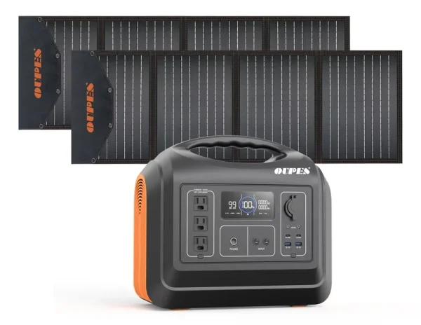 OUPES 1800W Portable Power Station with 2*100w Panels, 1488wh Solar Generator with 3 1800W AC Outlets, Emergency LiFePO4 UPS Battery Backup (4000W Peak) for Home Use, Camping