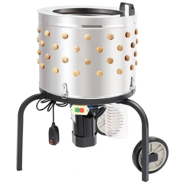 VEVOR Chicken Plucker Machine, 20" Diameter Stainless Steel Drum, Defeathering Equipment with 108 Soft Fingers and 2 Large Whe