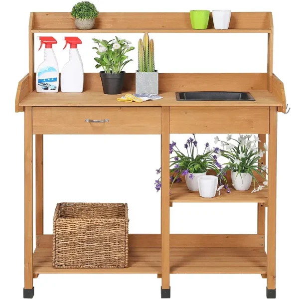 Topeakmart 45.2x17.7x47.6'' Potting Benches Outdoor Potting Table