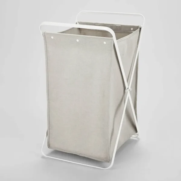 Folding X-Frame Single Sorter Hamper Matte White - Brightroom