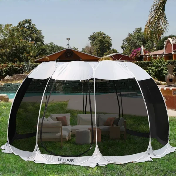 Leedor Gazebos for Patios Screen House Room 12-15 Person Canopy Mosquito Net Camping Tent Dining Pop Up Sun Shade Shelter Mesh Walls Not Waterproof
