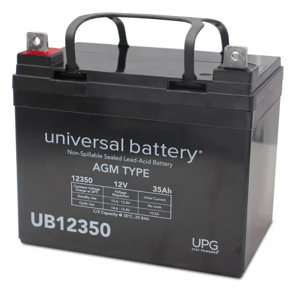 UPG Deep Cycle Lawn and Garden Battery, Group Size U1, 12 Volt, 35 Ah, Sealed Lead Acid, Model# UB12350