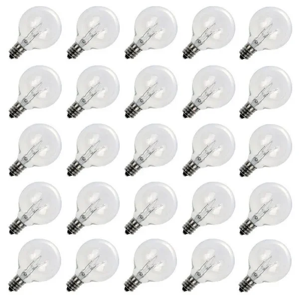 Brightown Clear Globe G40 Screw Base Light Bulbs 1.5-inch Pack of 25