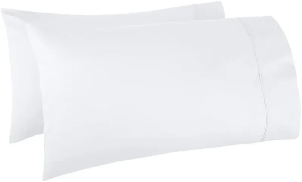 AmazonBasics 400 Thread Count Pillow Cases - King, Set of 2, White