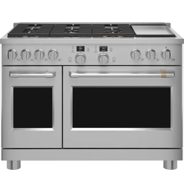 Cafe 48" Smart Dual-Fuel Commercial-Style Range with 6 Burners and Griddle (Natural Gas) Stainless Steel