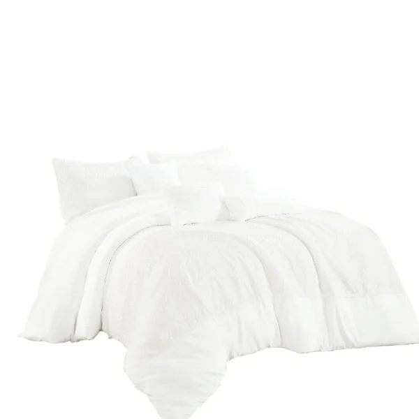 Esca Prema Luxury 7 Piece Comforter Queen, White