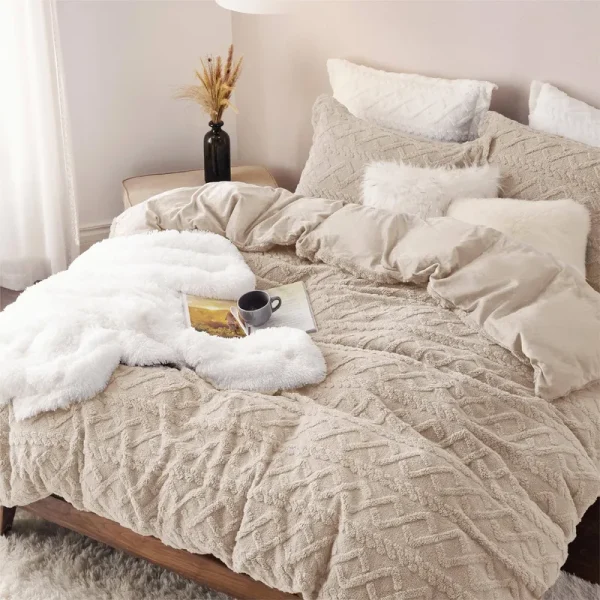 Bedsure Fluffy Comforter Cover Set - Faux Fur Duvet Cover King Size