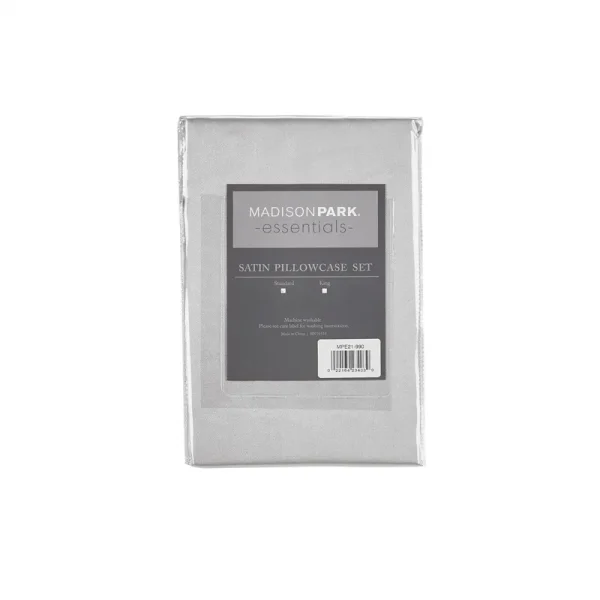 Madison Park Essentials Satin Pillowcase Pair - Standard Light Grey