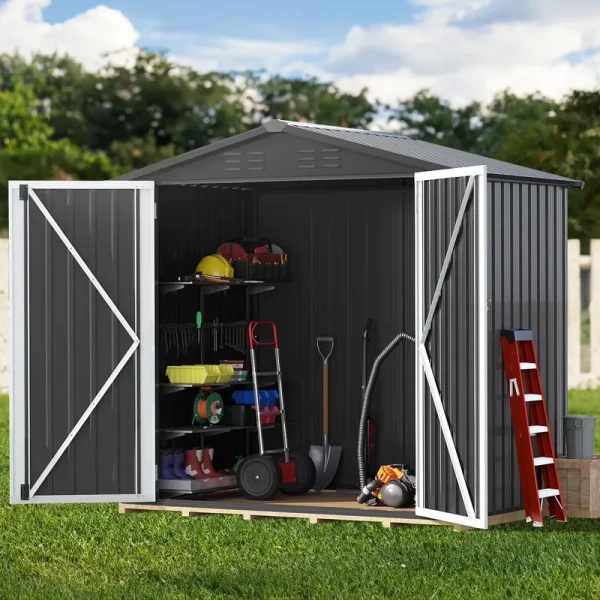 Dextrus 6x4 FT Outdoor Storage Shed, Large Metal Tool Sheds, Heavy Duty Storage House with Lockable Doors & Air Vent for Backyard Patio Lawn