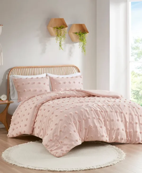 Lucy Clip Jacquard Comforter Set - Pink - Intelligent Design