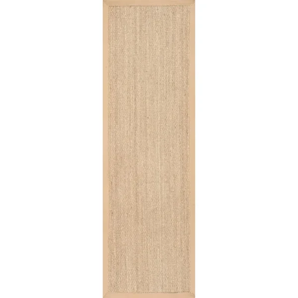 2'6"x14' Runner Elijah Seagrass with Border Area Rug Beige - nuLOOM
