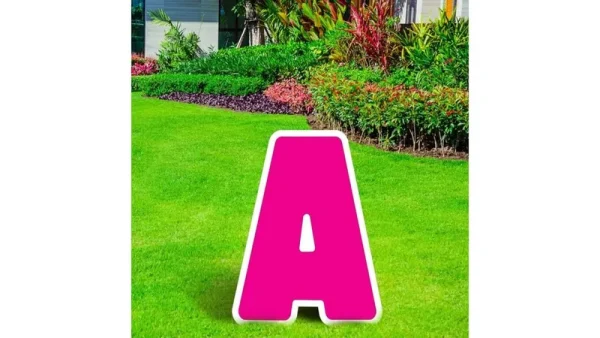 Pink Letter (A) Corrugated Plastic Yard Sign, 24in Birthday Party
