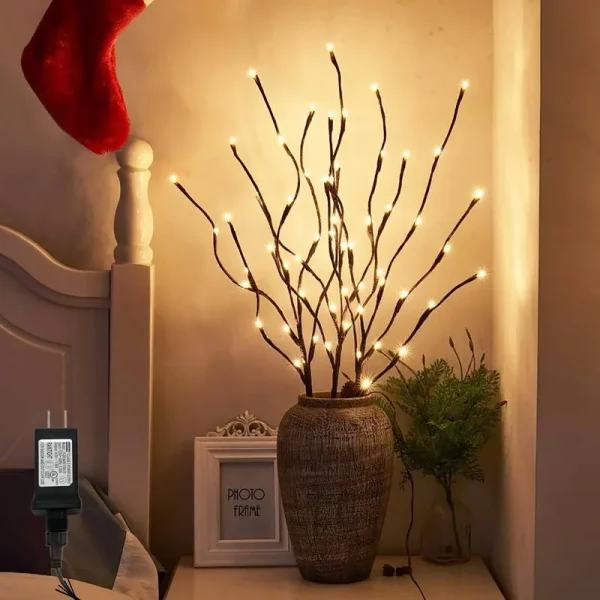 PEIDUO Lighted Willow Branch 30inch 3pk 60L LED Pathway Lights for Christmas Room Decoration Indoor Apartment Outdoor Stake Lights for Lawn