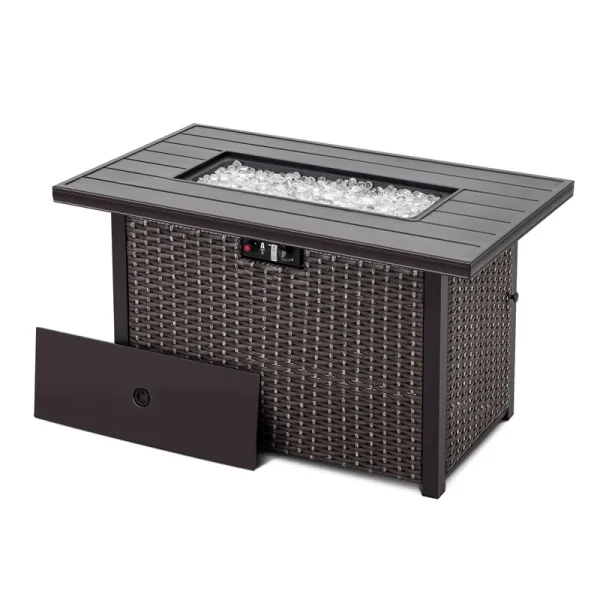 Nuu Garden Outdoor 43 in. 50,000 BTU Propane Gas Fire Pit Table with Cover, AF115C