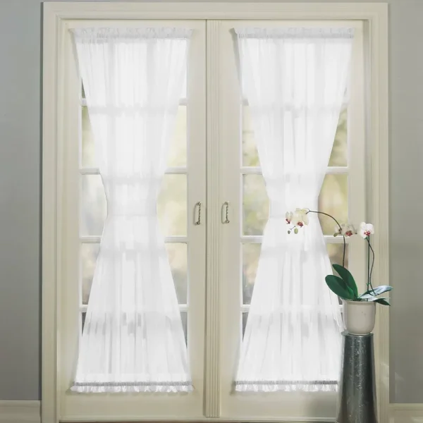 72"x59" Emily Voile Rod Pocket Sheer Door Curtain Panel White - No. 918