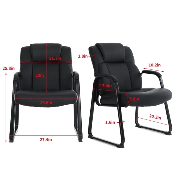 CLATINA Big & Tall 400 lb Guest Chair. Leather Reception Chairs