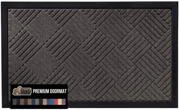 Gorilla Grip Original Durable Natural Rubber Door Mat, 29x17, Heavy Duty Doormat, Indoor Outdoor, Waterproof, Easy Clean, Low-Profile Mats for Entry,