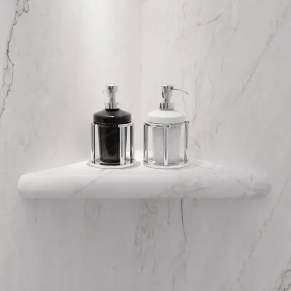 15 in. W x 11 in. L x 1.5 in. H Mounted Corner Shelf in Oyster