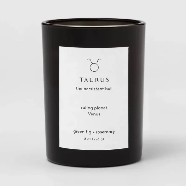 8oz Glass Jar Zodiac Taurus Candle Black - Project 62