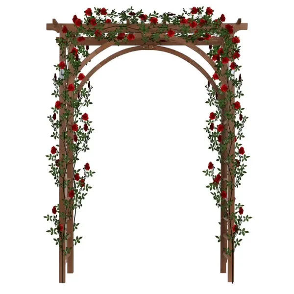 Easingroom Outdoor Wooden Garden Arbor for Climbing Plants - Dark Brown