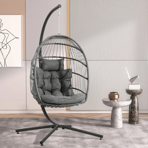 LEYCAY Egg Chair with Stand. Hanging Egg Swing Hammock Chair